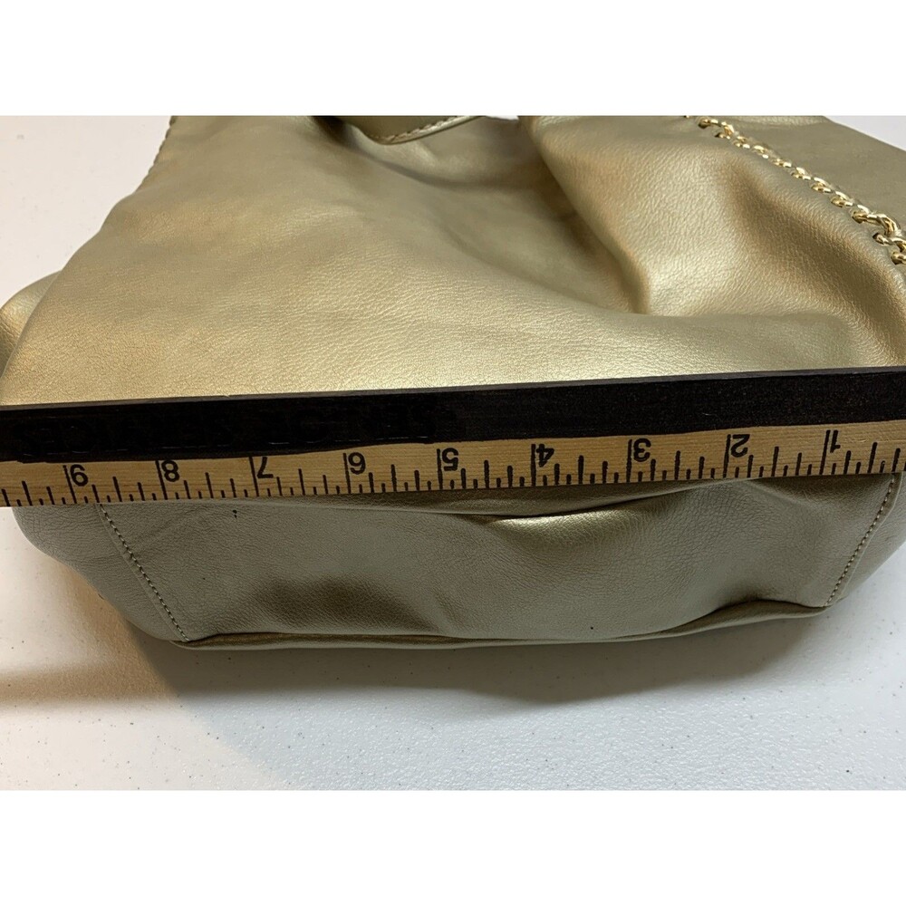 New Bebe Colette Triple Entry Gold Metallic Chain Purse Shoulder Bag Tote $109 - Picture 7 of 10